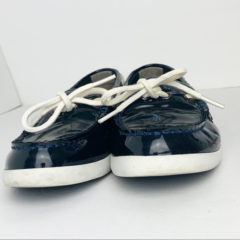 Cole Haan Nantucket Camp Moccasin Navy Patent Leather Loafers Boat Shoes sz 7.5 - Picture 4 of 7